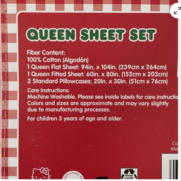 HELLO KITTY Holiday Christmas Pink Queen Size Cotton Sheet Set | Tree Mistletoe - Picture 3 of 5